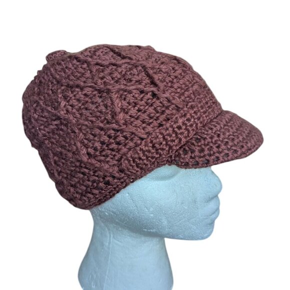 Pistil Newsboy Pageboy Knit Brim Cadet Boho Winter Burgundy Crochet Purple - Picture 1 of 6